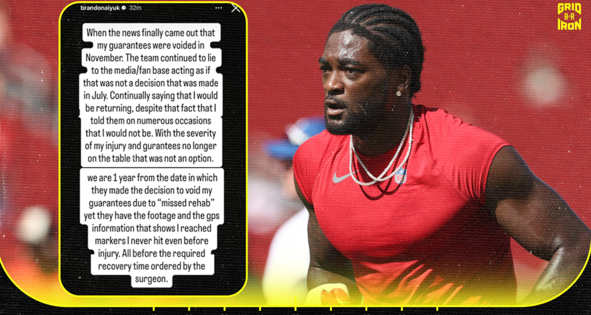 Brandon Aiyuk Says 49ers 'Lied' and Calls Out Team for Voiding Contract Guarantees amid Injury Rehab