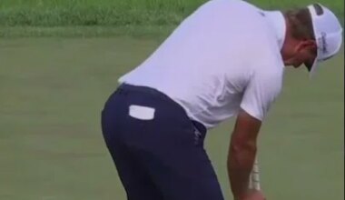 Lucas Glover took his shoes off prior to approaching the hole in protest of AimPoint 👀 - YouTube