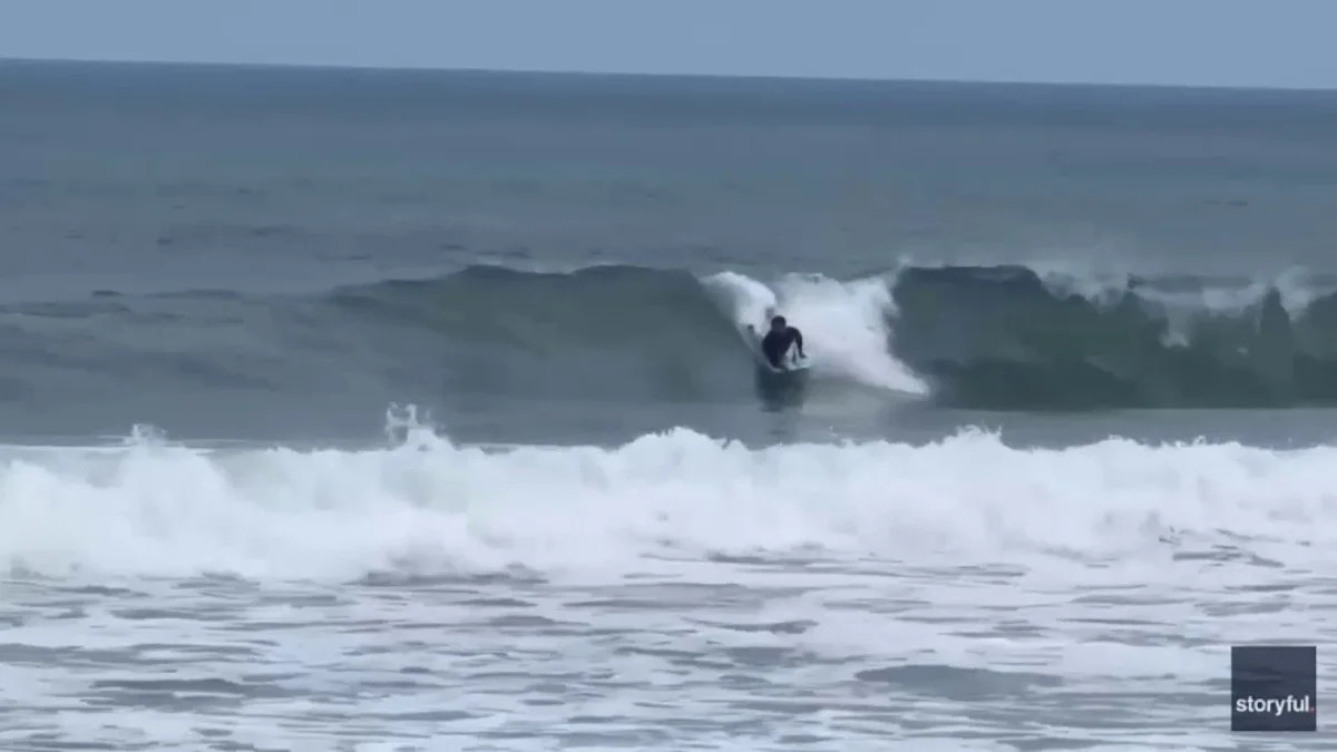 Great white shark bursts from ocean just yards from a boogie boarder - Yahoo