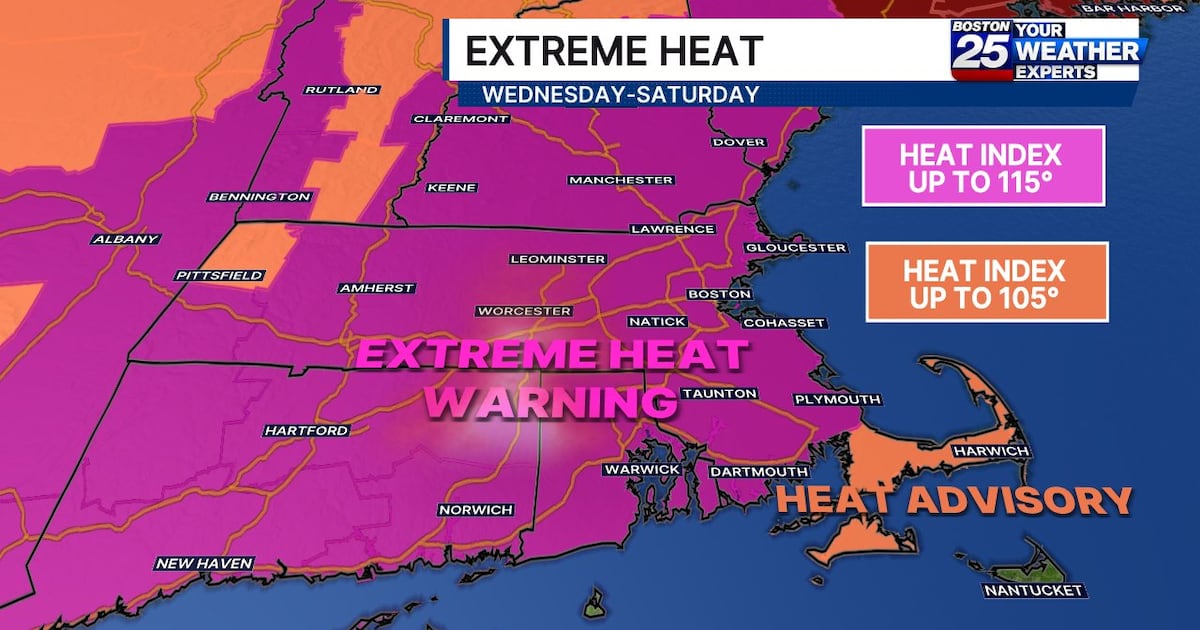 ⚠️ Extreme heat warning: Temperatures in Mass. could feel like 115 degrees today – Boston 25 News