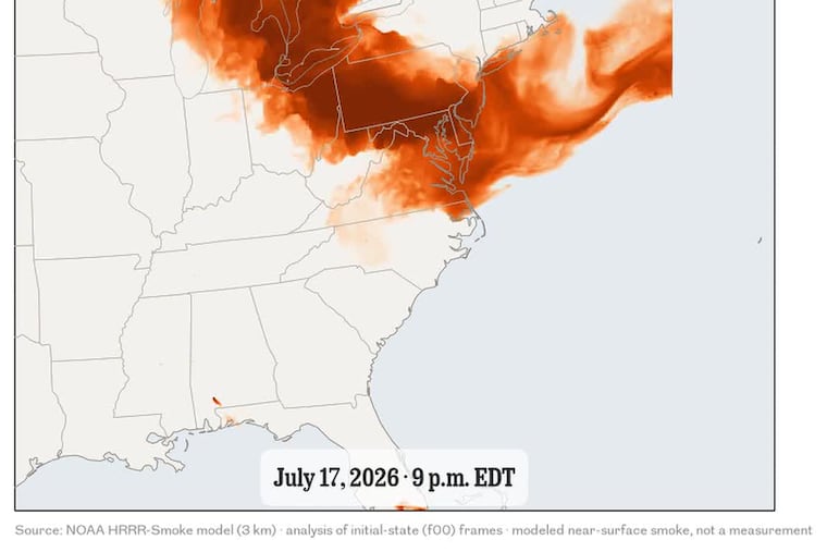 Smoke from Canadian wildfires overspreads the eastern United States