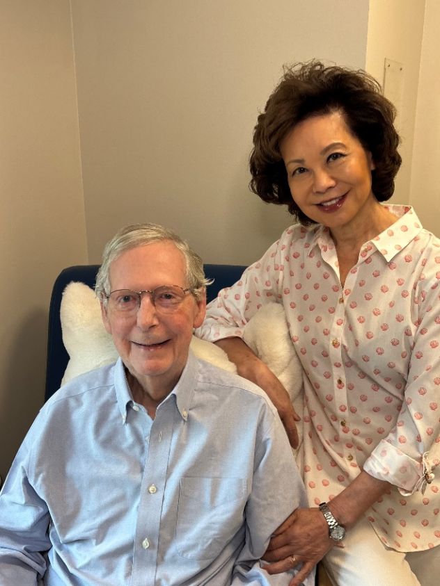 This handout photo shows US Senator Mitch McConnell and Elaine Chao on Sunday, July 26, 2026.