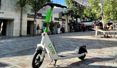 Lime scooter with computer vision system, including camera, attached to the neck