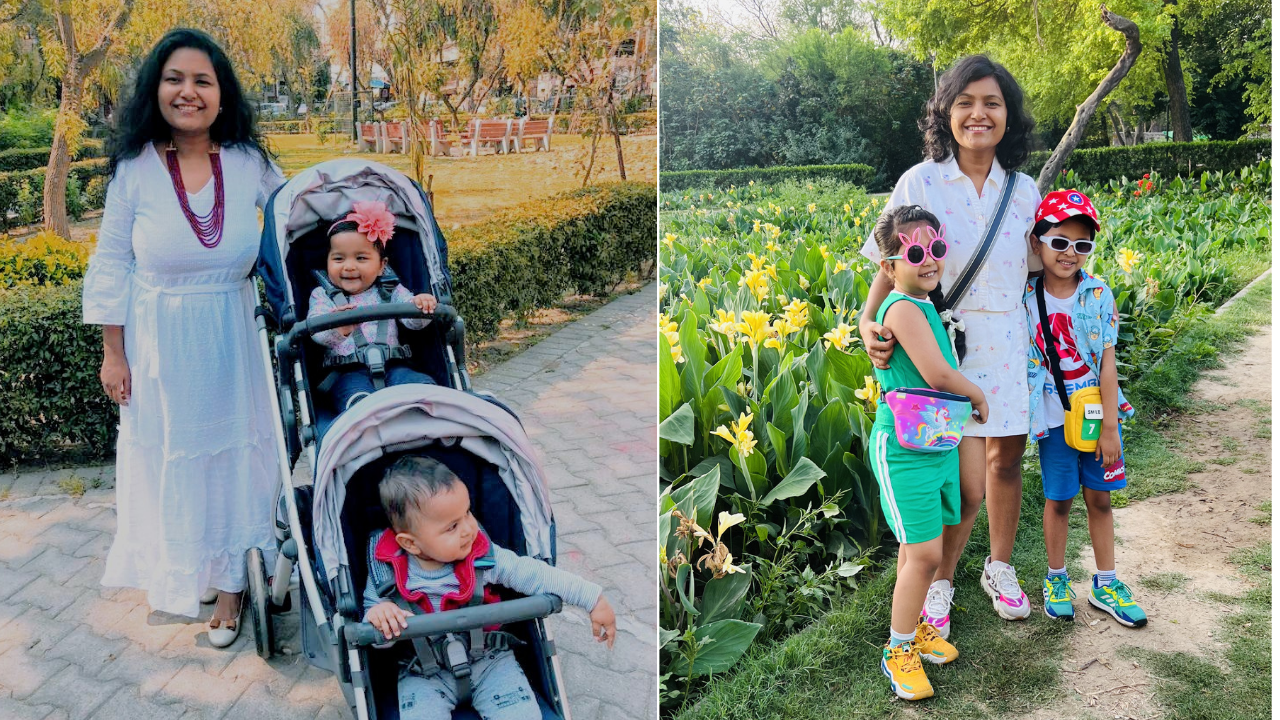 Ishu and her twins- Then and now. Ishu and her twins- Then and now.