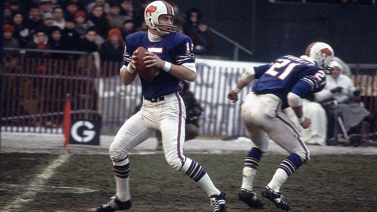 Jack Kemp, No. 15, passes the football during the Buffalo Bills game.