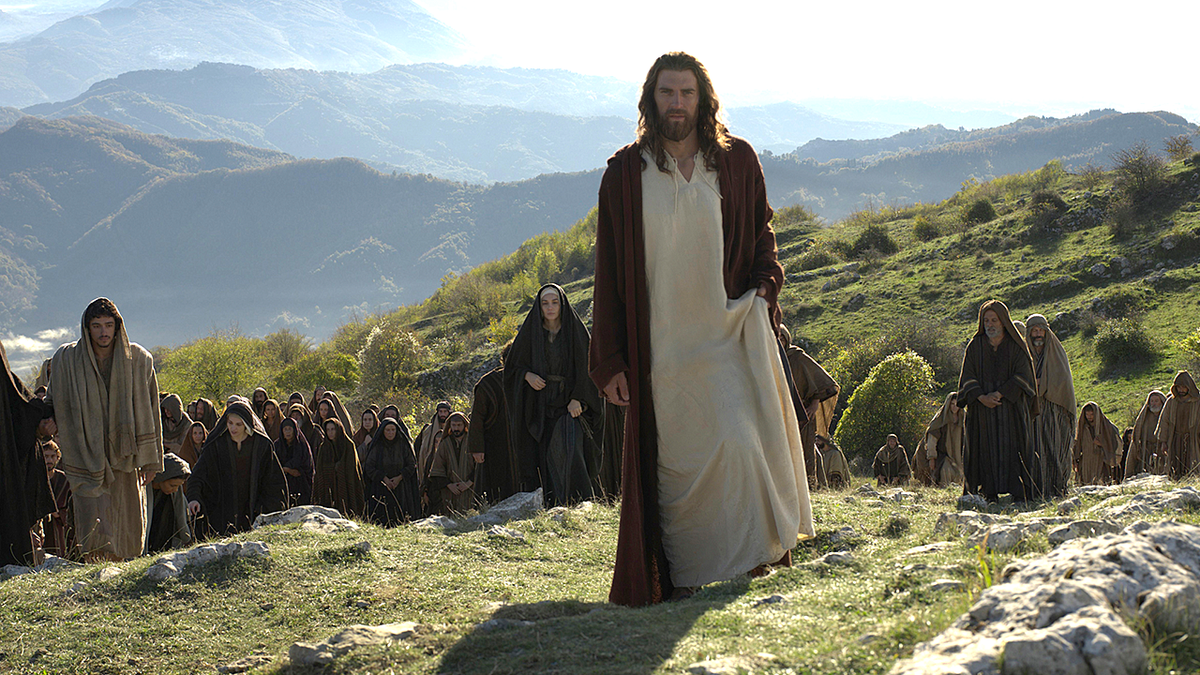 The Resurrection of the Christ photo still showing Jesus on a mountain