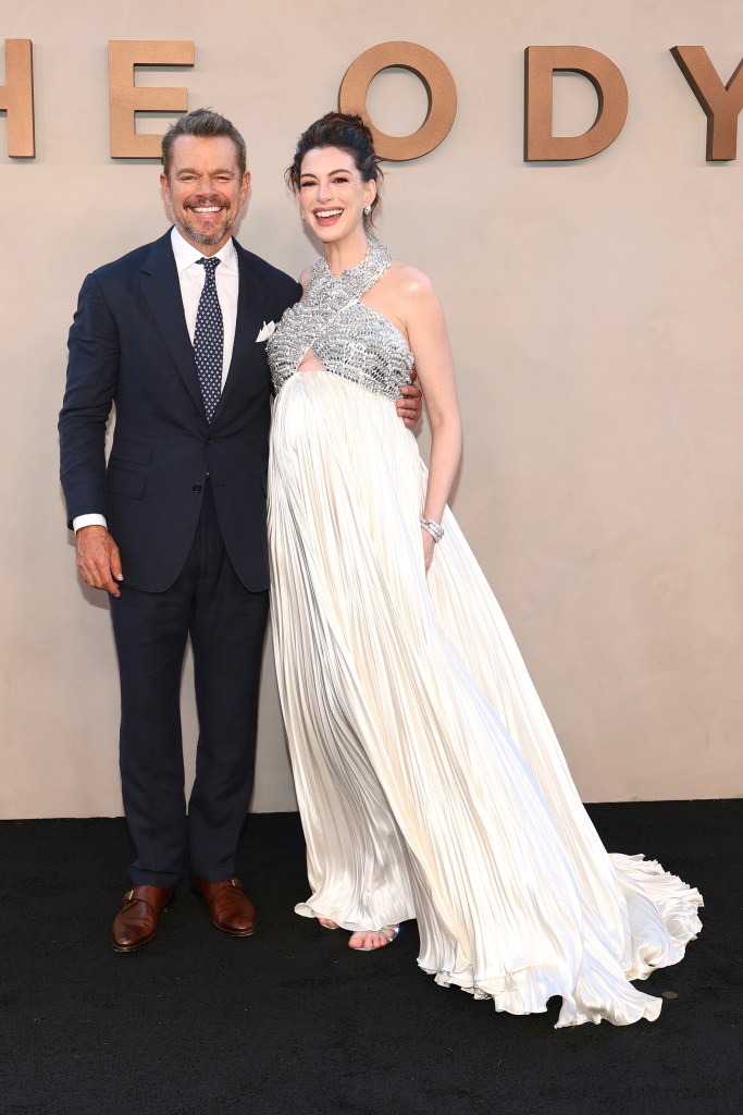 Matt Damon and Anne Hathaway at the New York premiere of "The Odyssey"