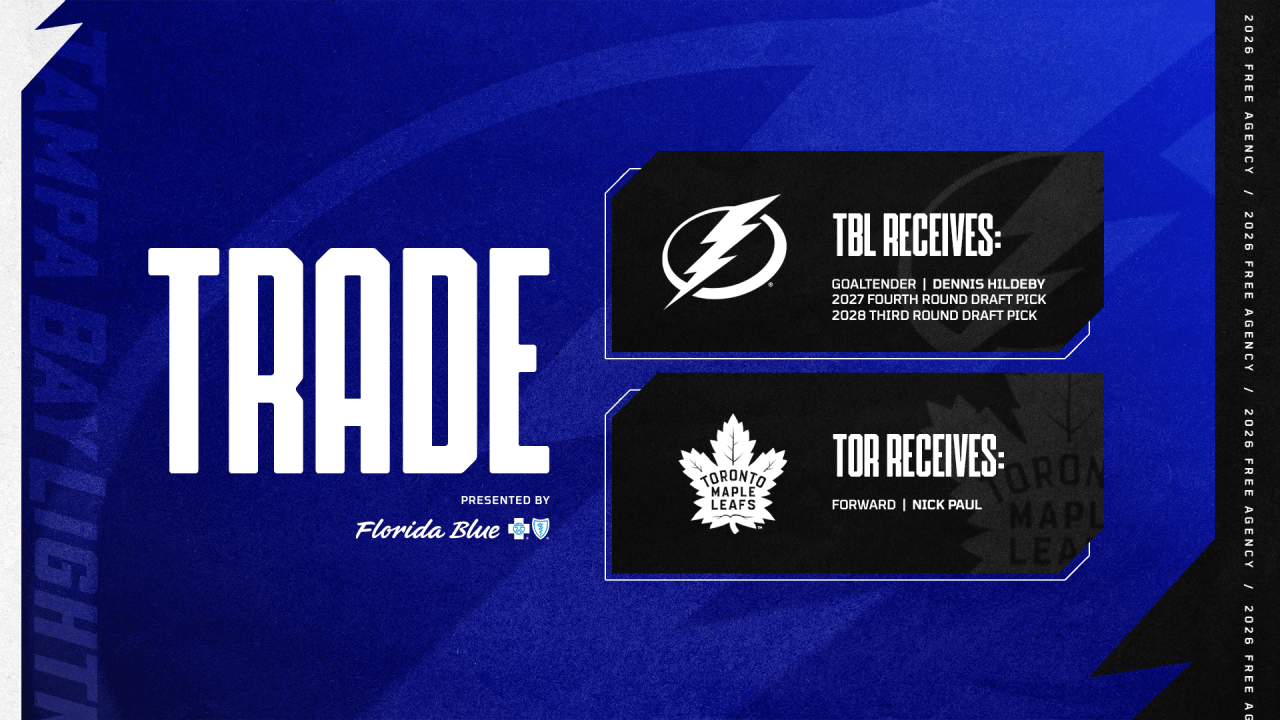 Lightning acquire goaltender Dennis Hildeby, draft picks from Toronto