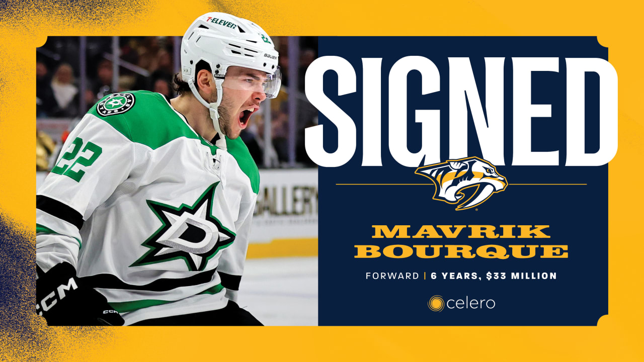 Predators Sign Mavrik Bourque to Six-Year, $33 Million Contract