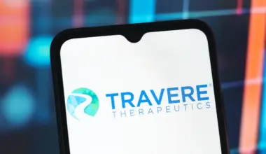 In this photo illustration, the Travere Therapeutics logo is seen displayed on a smartphone screen. (Photo Illustration by Thomas Fuller/SOPA Images/LightRocket via Getty Images)