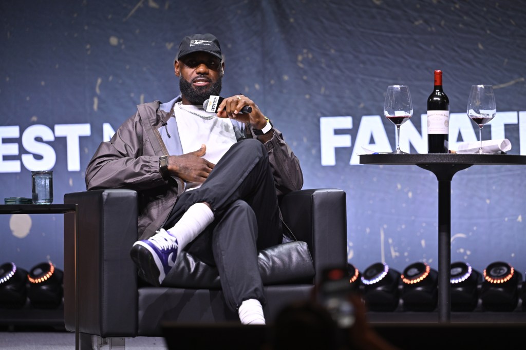 LeBron James speaks onstage during the mind the game panel at Fanatics Fest NYC 2026 at Jacob Javits Center on July 16, 2026 in New York City.