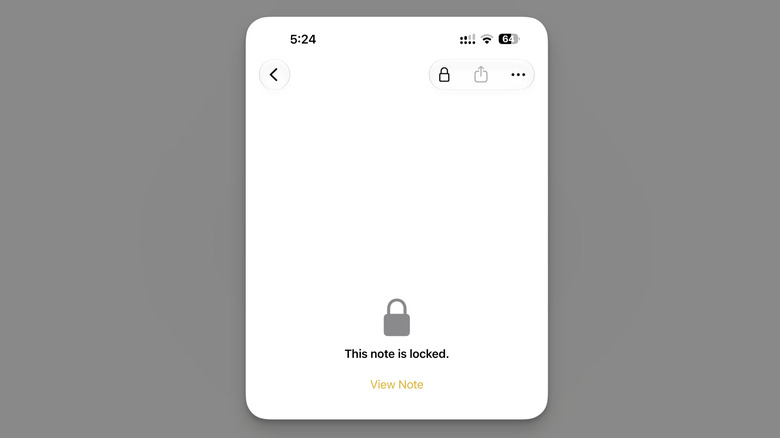 Viewing and unlocking a note that is locked using Face ID.