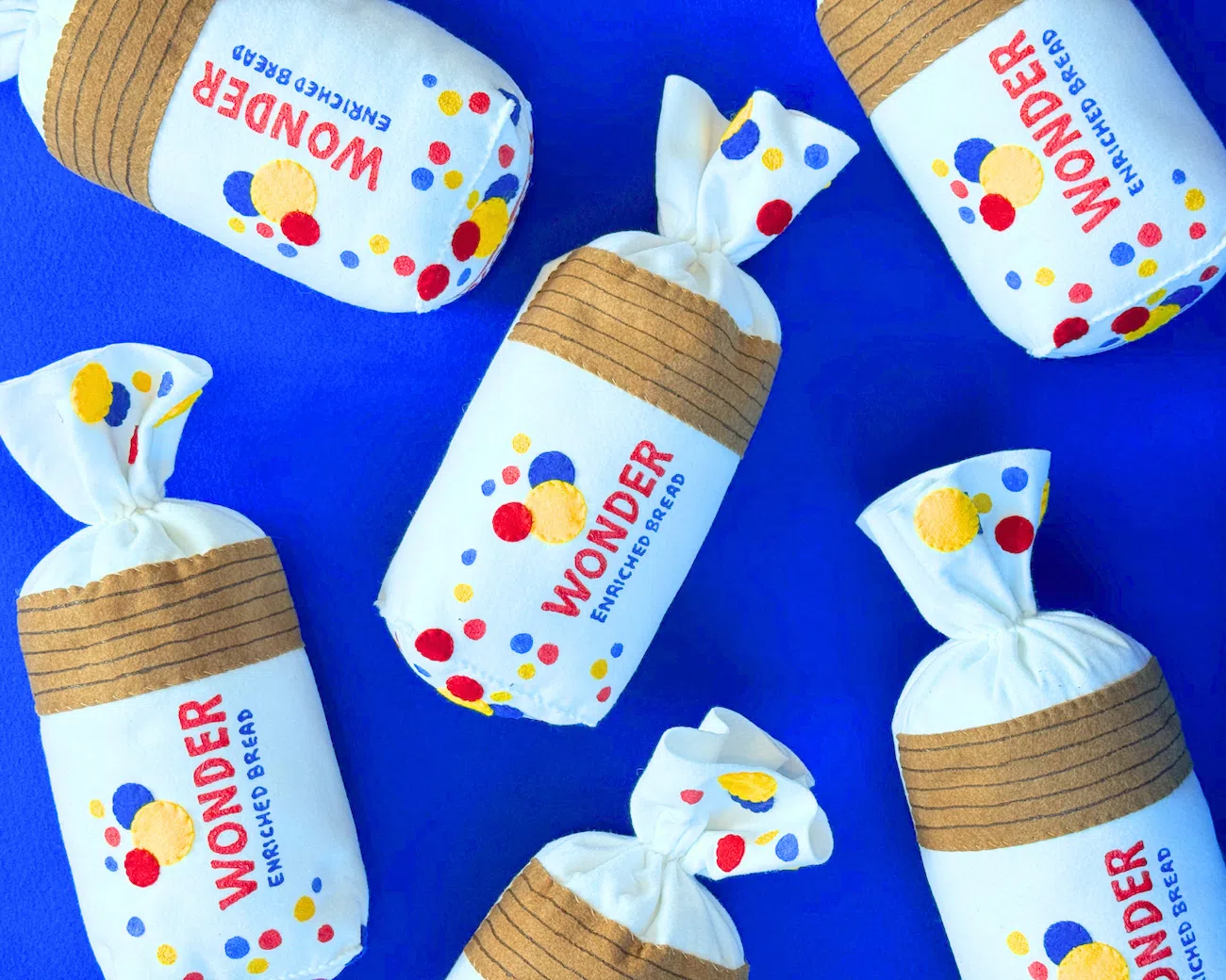Wonder bread package reimagined in felt by artist Lucy Sparrow