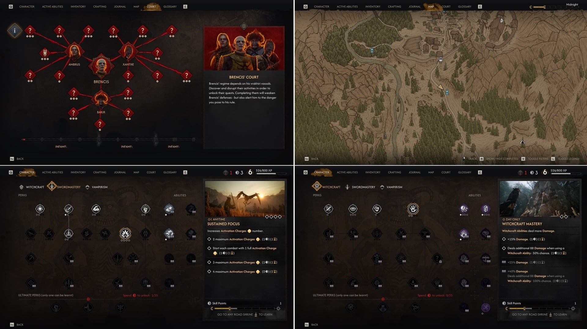 Menus show options for Dawnwalker.