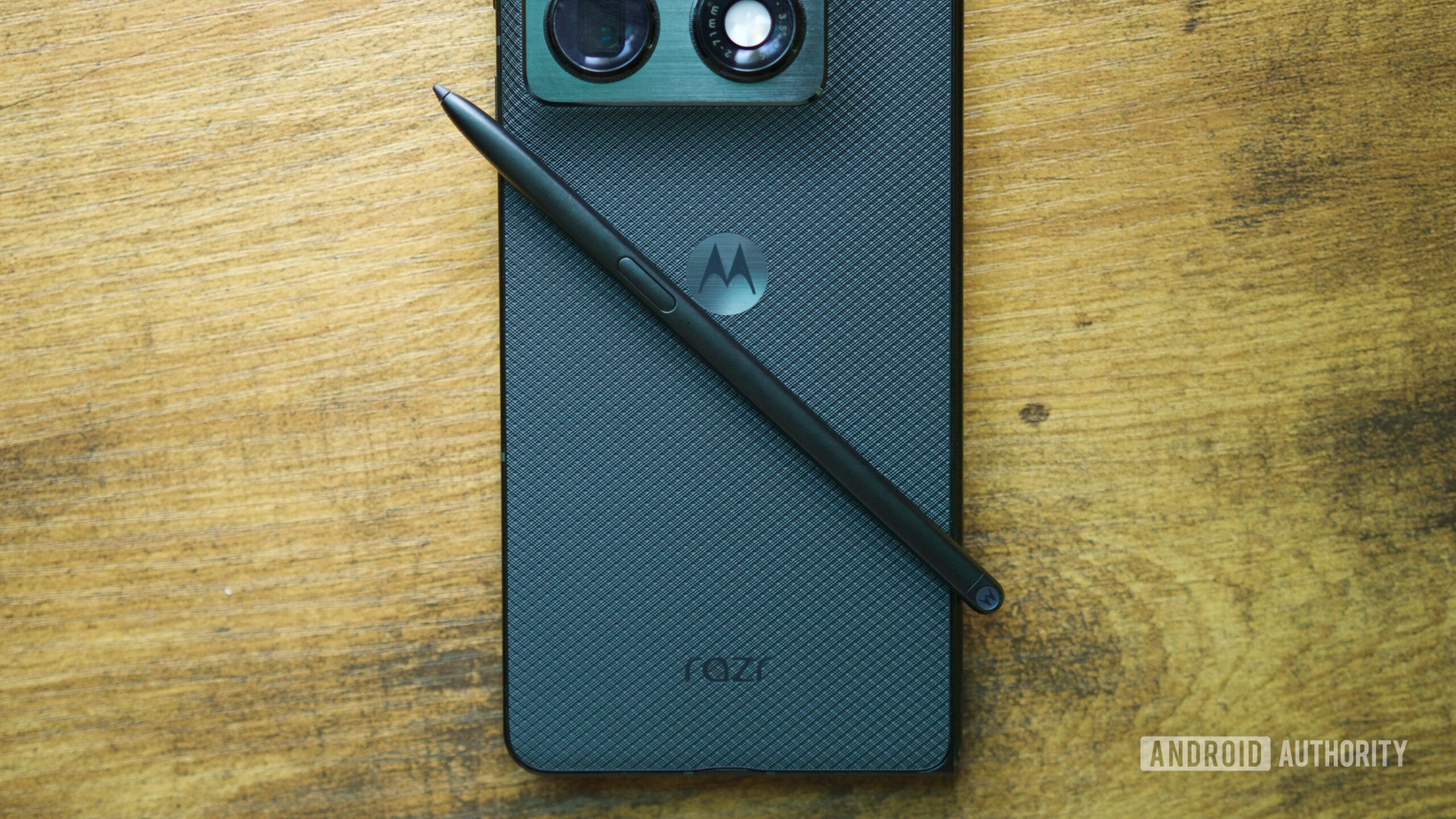 motorola razr fold review moto pen ultra 1 Moto Pen Ultra on top of the Razr Fold.