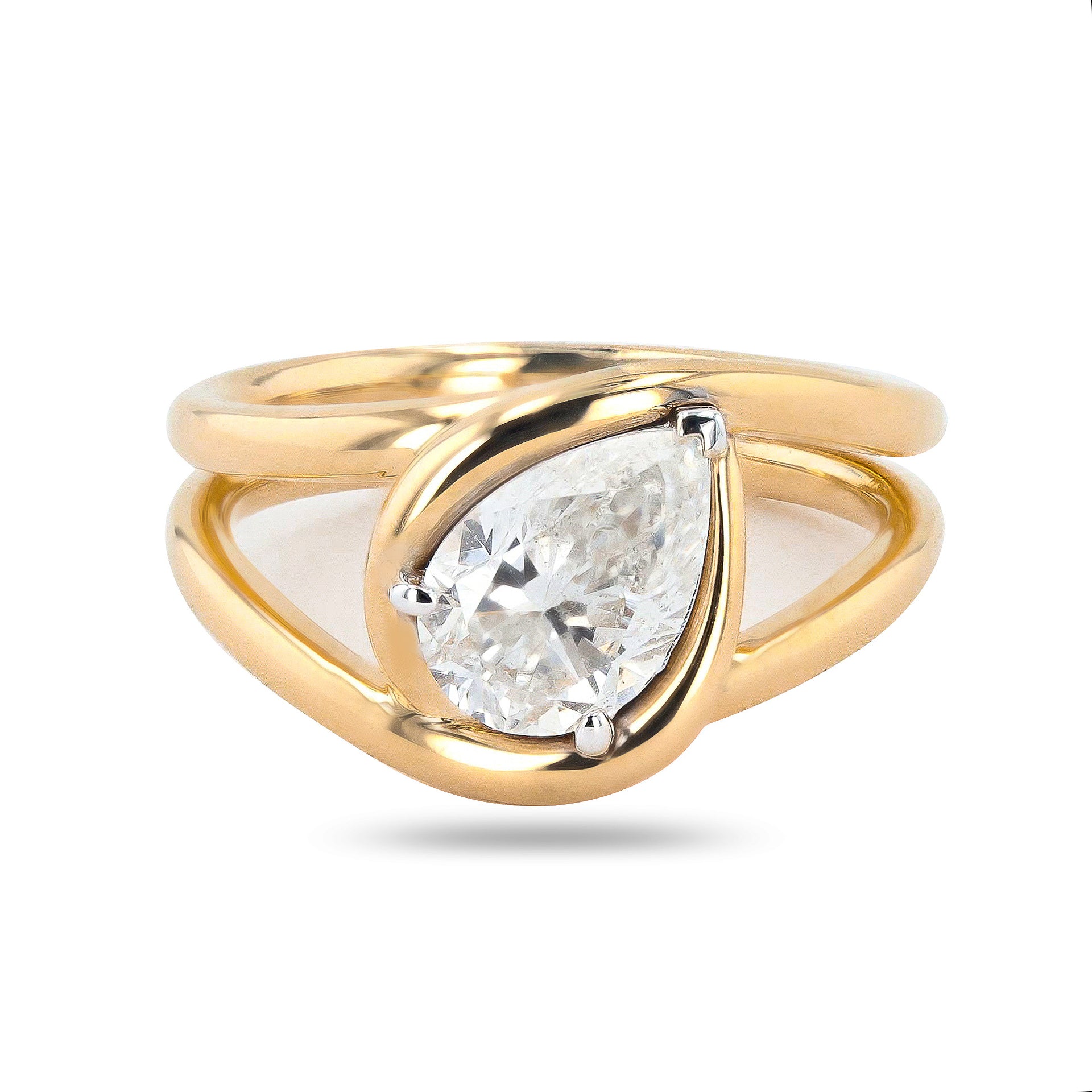 1.54 Carat Pear Diamond Knot Ring
