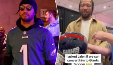 Jalen Brunson wanted nothing to do with signing Giants helmet