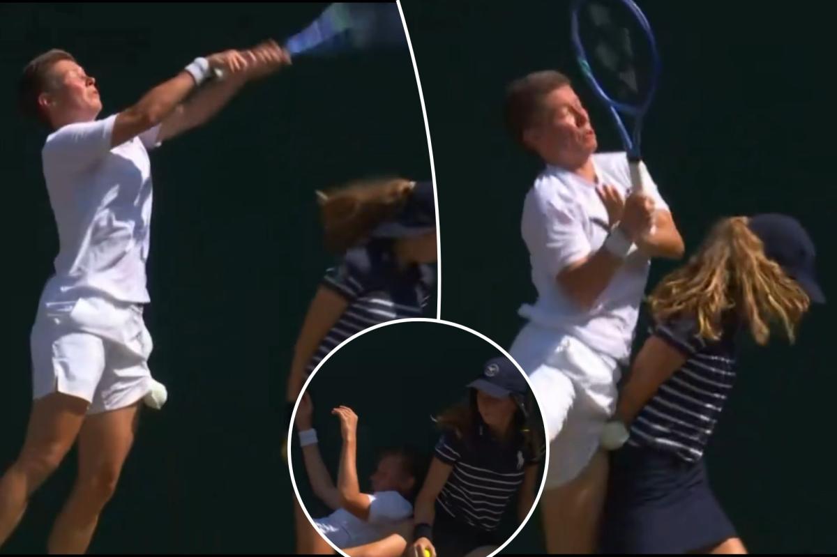 Scary Wimbledon scene as doubles player Demi Schuurs crashes into ball girl