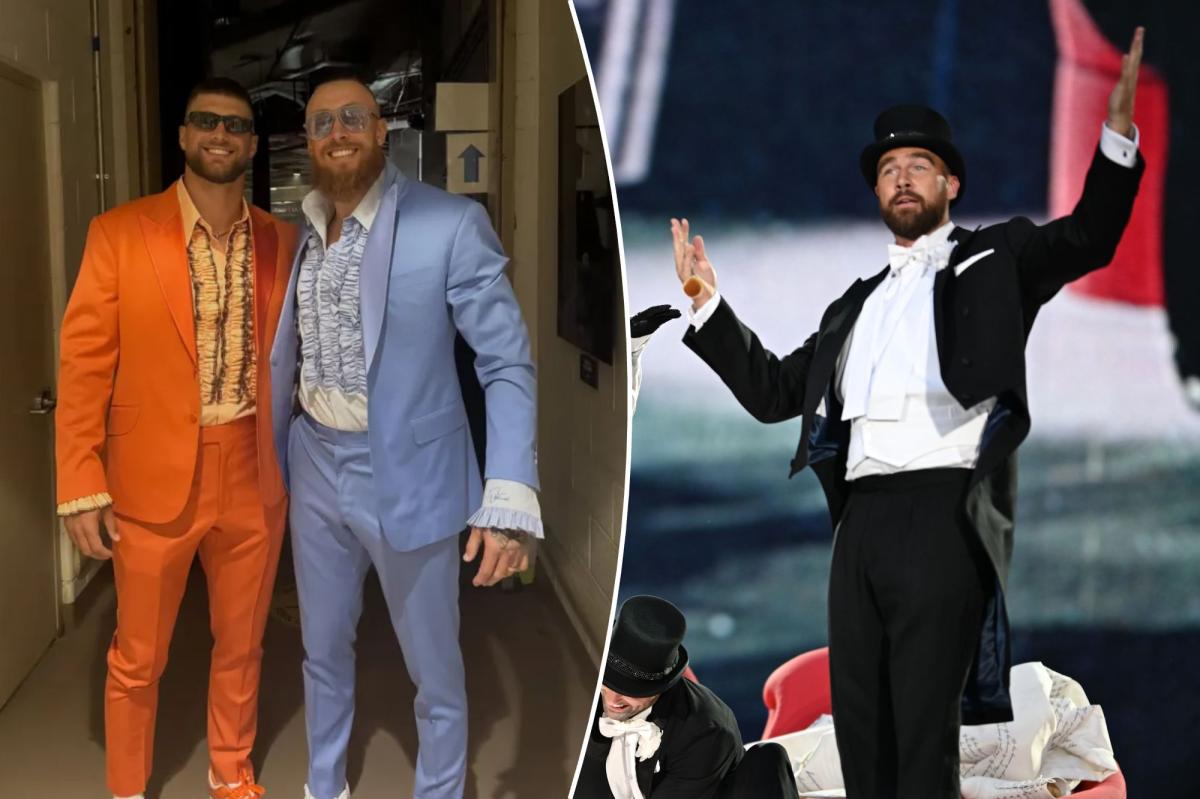 George Kittle, Robert Tonyan Jr. surprised Travis Kelce with 'Dumb and Dumber' suits at Taylor Swift wedding