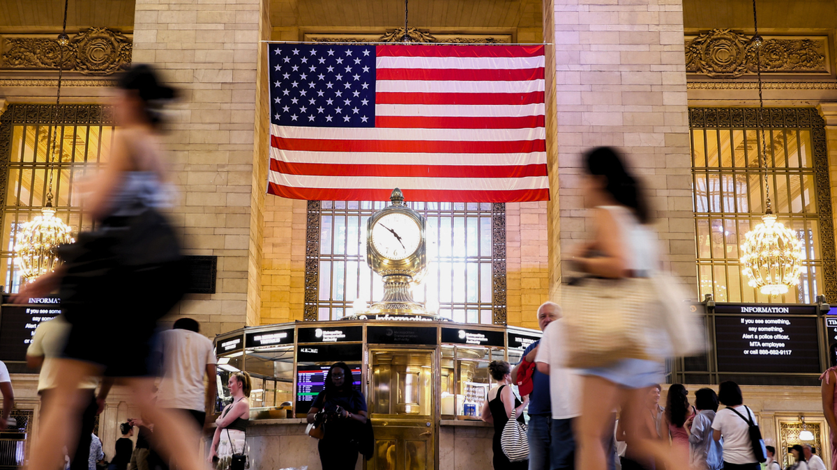 People are seen commuting through the Main Concourse of Grand Central Terminal in New York City on July 5th, 2024.