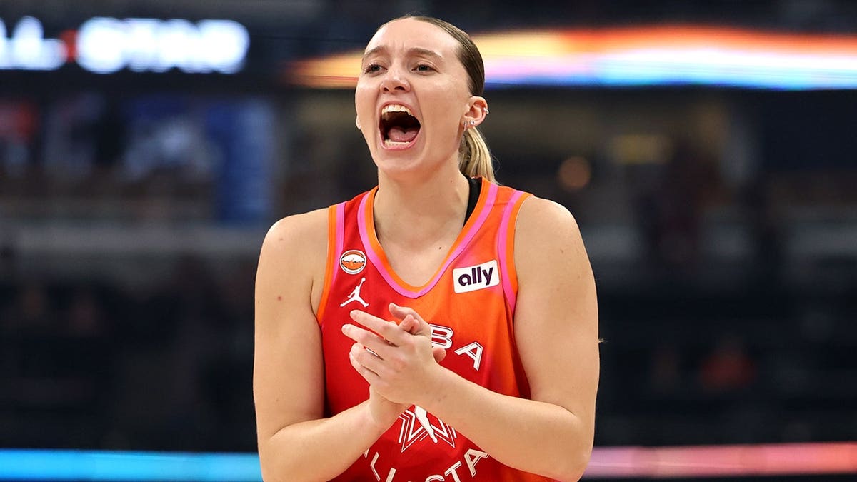 Paige Bueckers #5 reacts during the second half of the WNBA All-Star Game.