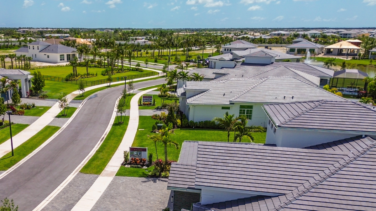 Model homes are seen in Palm Beach Gardens, Florida, on Monday, June 29, 2026.