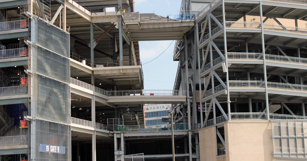 Bridges connect the south and west concourses at Beaver Stadium. (Pickel/BWI)