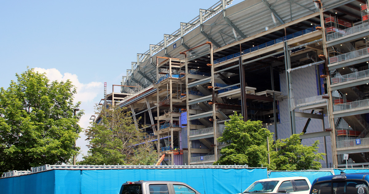 Construction work continues at Beaver Stadium on July 1, 2026 with roughly two months to go until Penn State-Marshall. (Pickel/BWI)