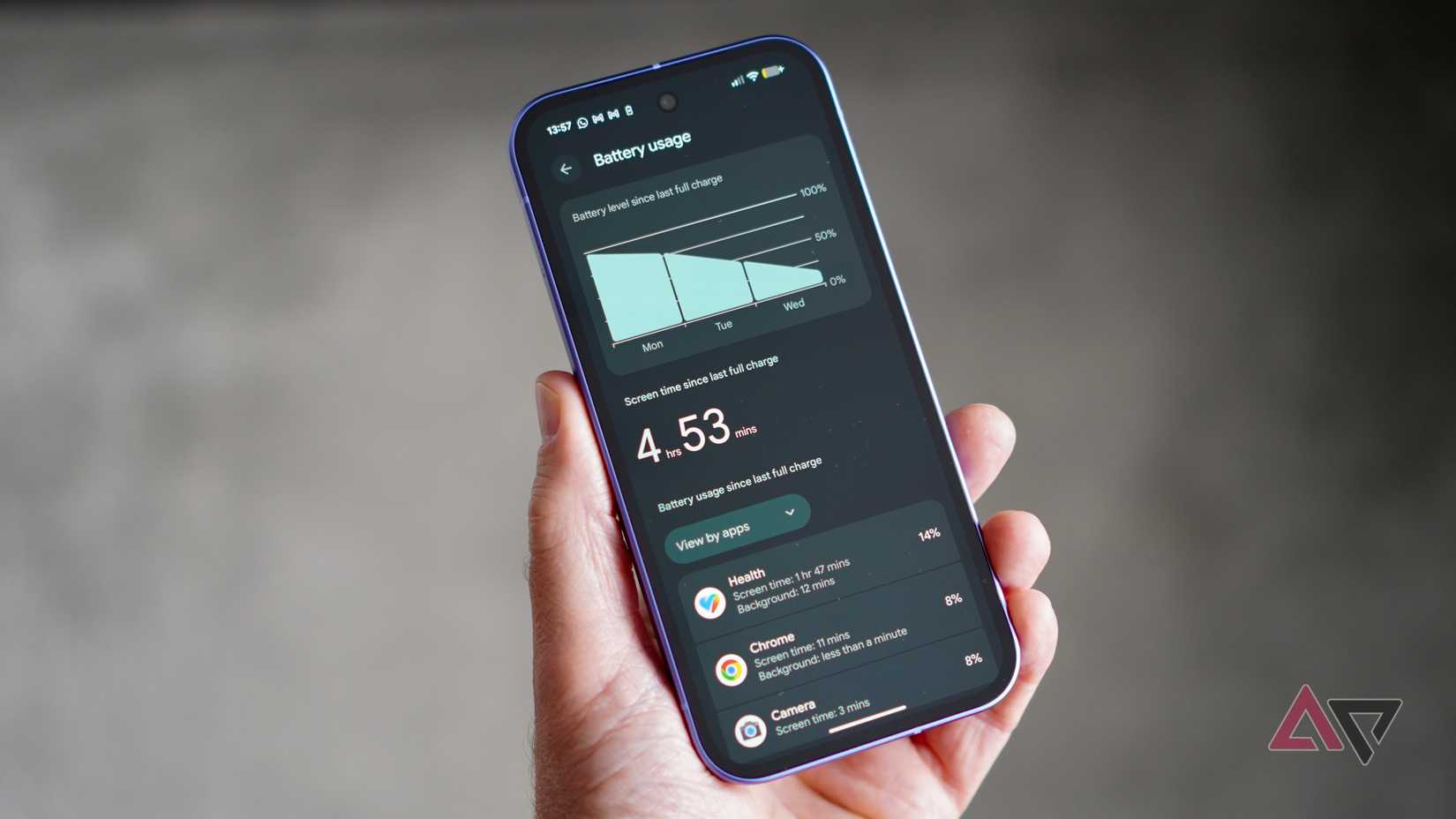 The Google Pixel 10a's battery screen