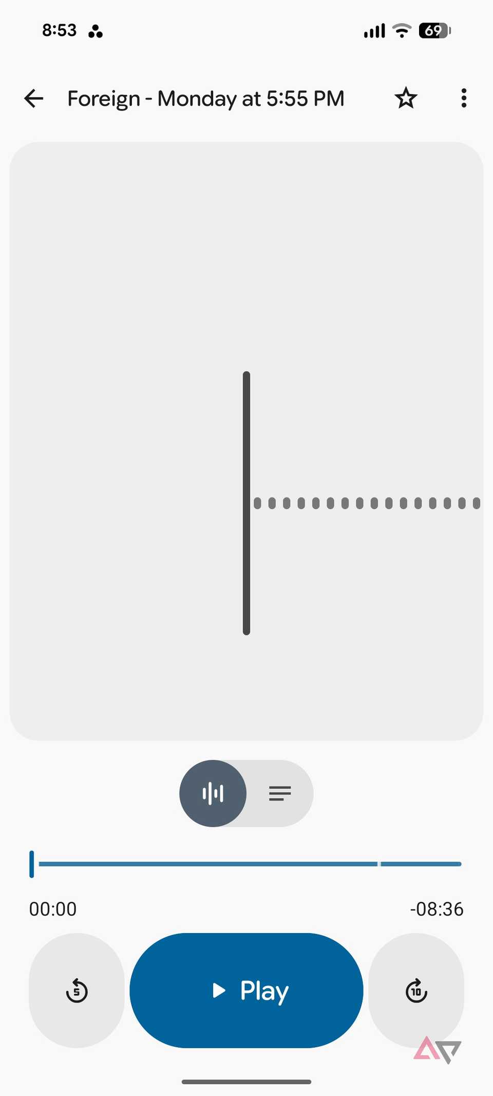A screenshot showing recorder app on Pixel