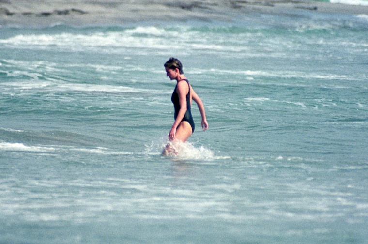 Princess Diana on the island of Nevis in the Caribbean in 1993.