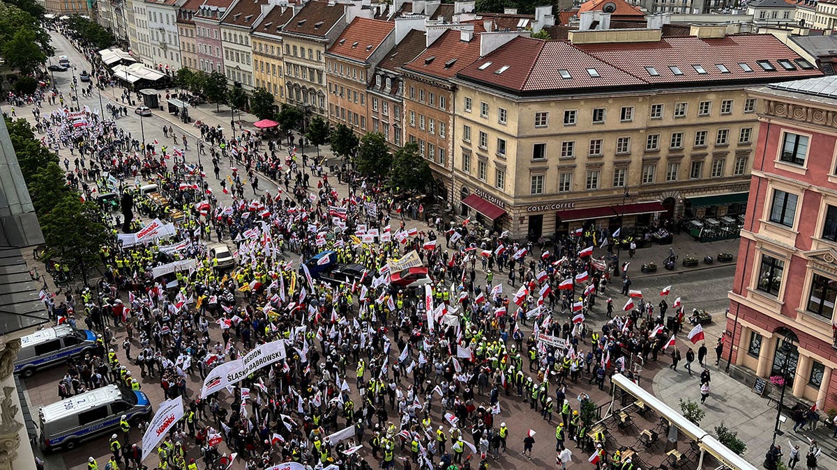 Protest against the European Green Deal in Warsaw, Poland