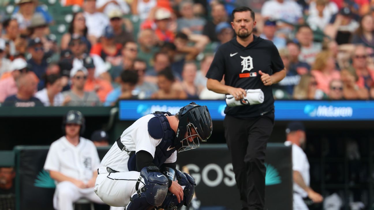 Tigers' Dillon Dingler exits vs. Athletics with hand injury