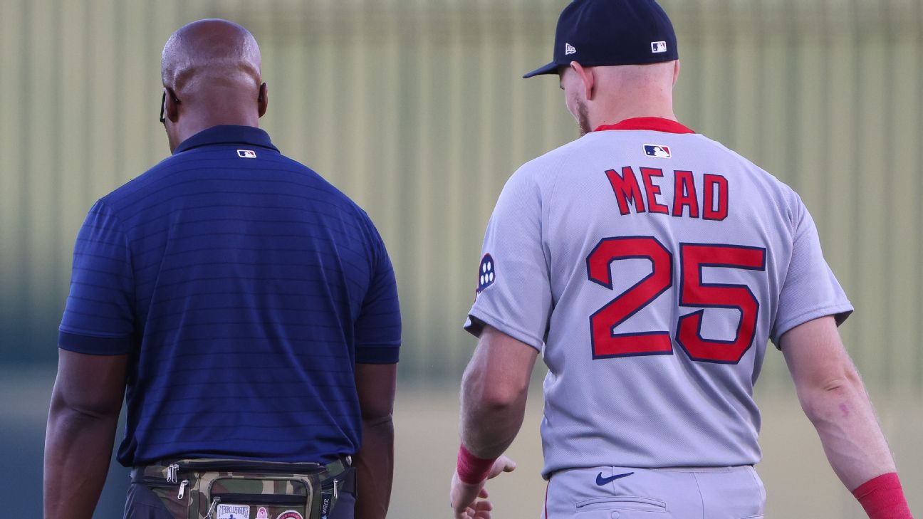 Curtis Mead exits Red Sox debut with left wrist contusion