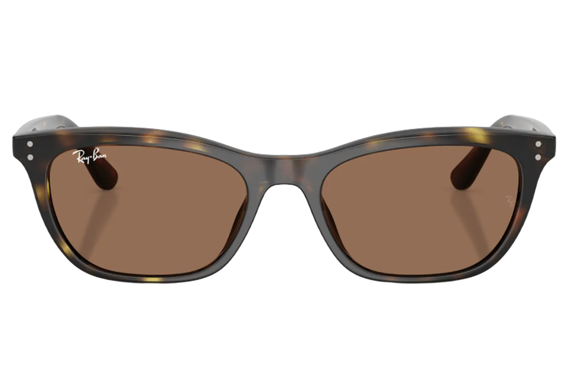 Ray-Ban sunglasses with a tortoiseshell frame and brown lenses.