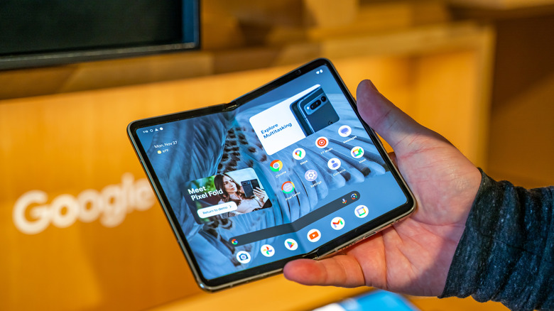Pixel Fold held in hand showing full unfolded screen