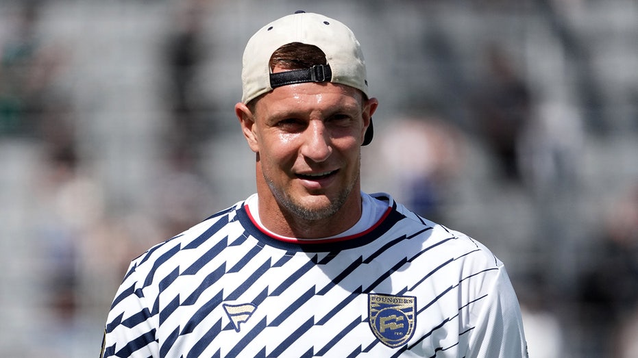 Rob Gronkowski looks on