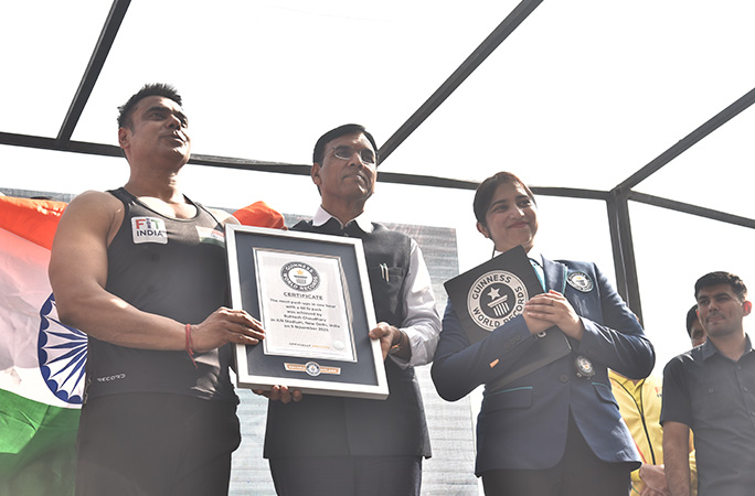 rohtash is presented his guinness world records certificate