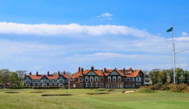 The clubhouse at Royal Lytham & St Annes Golf Club ahead of the 2026 AIG Women