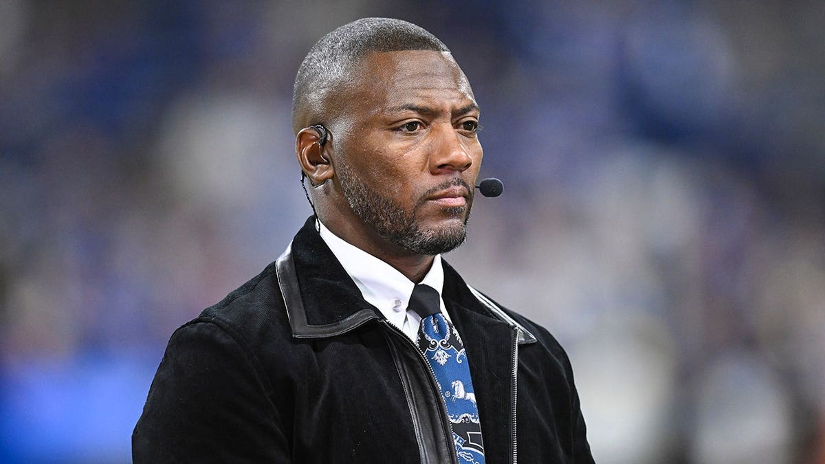 Ryan Clark looks on before an NFL game at Lucas Oil Stadium in Indianapolis.
