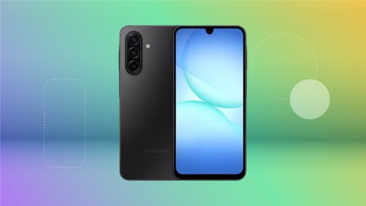 Ssamsung galaxy a17 5g on green background