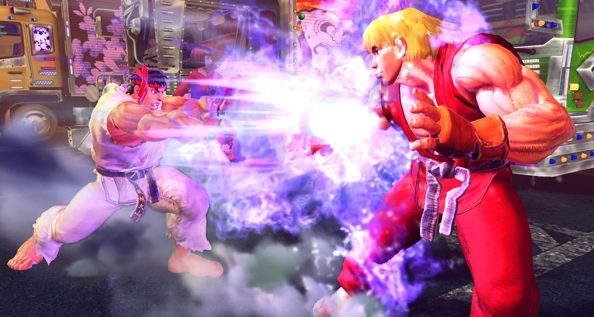 Ryu beats up Ken.