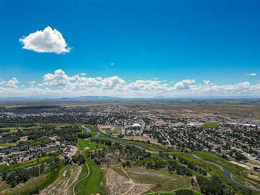 An aerial view of Alamosa, Colorado.
