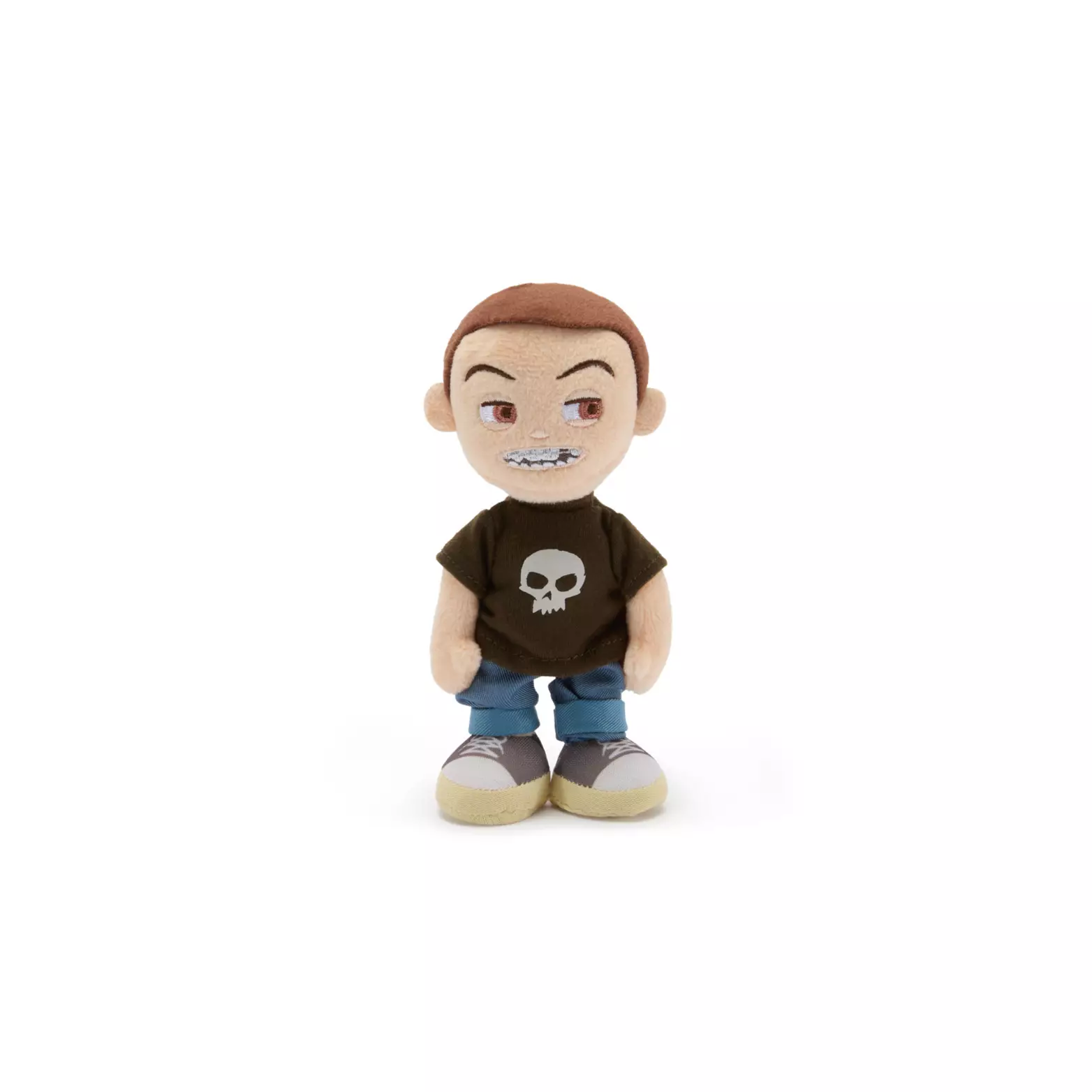 Standing just a little shorter than Andy at 6", Sid's face is fixed in a devious position. His braces show against his teeth as he sneers. He is wearing his signature skull t-shirt, jeans, and grey shoes.