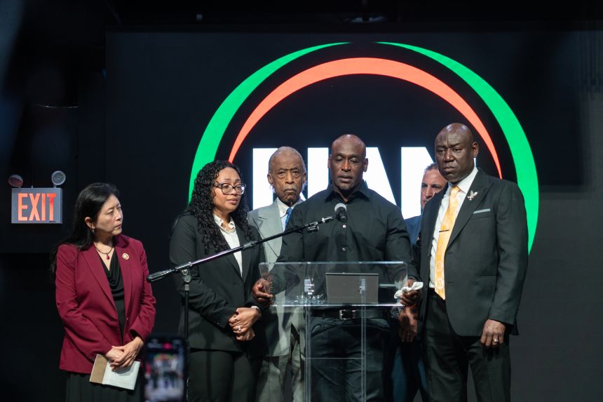 Nolan Wells' father, Elmore Wonsley, holds a news conference with family attorney Ben Crump and Rev. Al Sharpton after Wells' death over the 4th of July weekend.