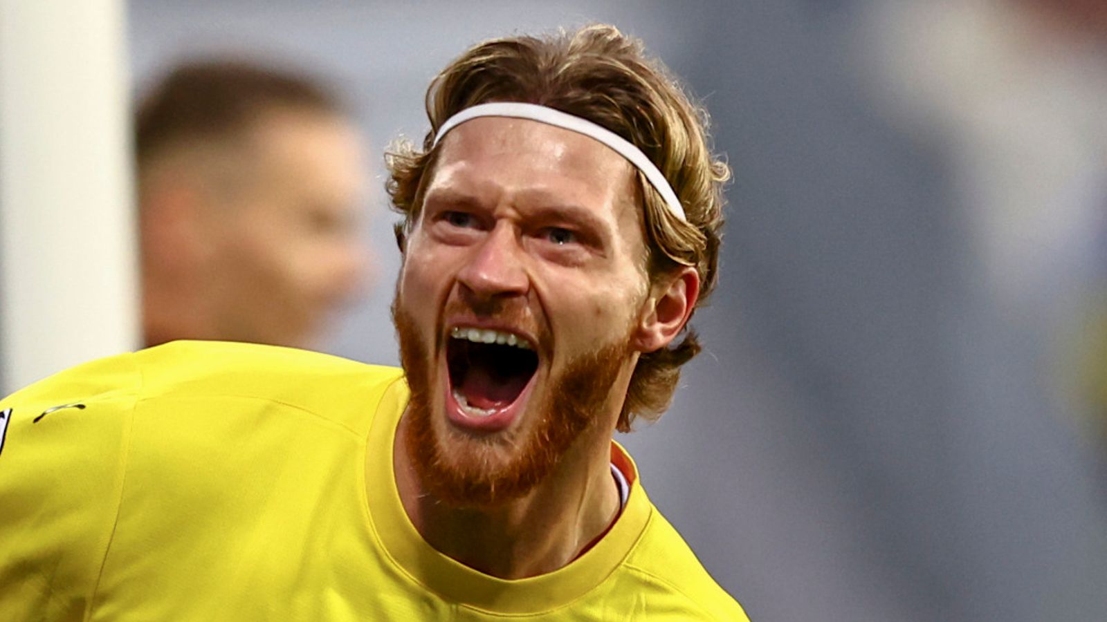 Bodo Glimt's Kasper H..gh celebrates after scoring a goal against Sturm Graz during a UEFA Champions Leauge soccer match, Wednesday, Aug. 20, 205, in Bodo, Norway. (Mats Torbergsen/NTB Scanpix via AP)