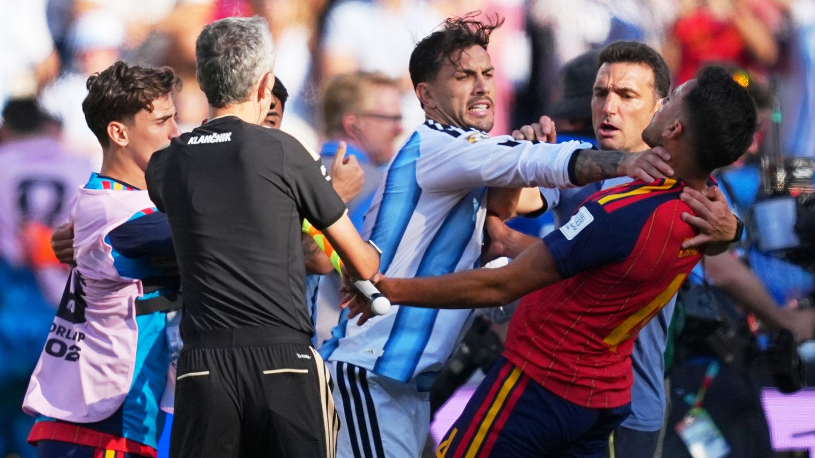 Leandro Parades was sent off after the game after starting a brawl with some of Spain's players