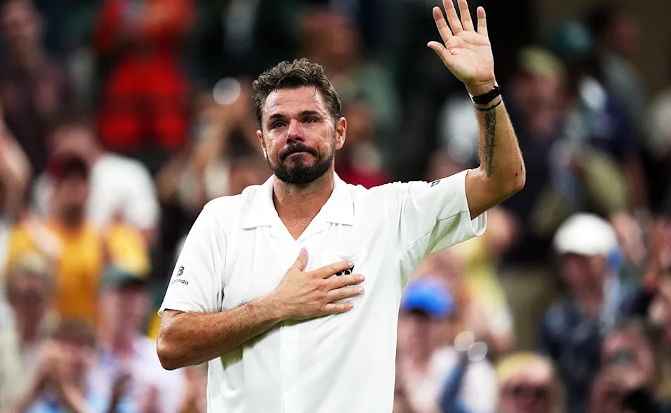 Stan Wawrinka, pictured here emotional as he farewelled Wimbledon.