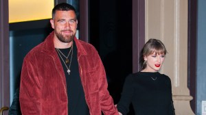 Taylor Swift and Travis Kelce seen in NoHo on Nov. 06, 2025 in New York City.