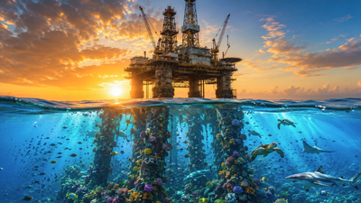 These oil rigs once drilled for crude and symbolised pollution. Now, nature has turned them into thriving underwater sanctuaries for fish